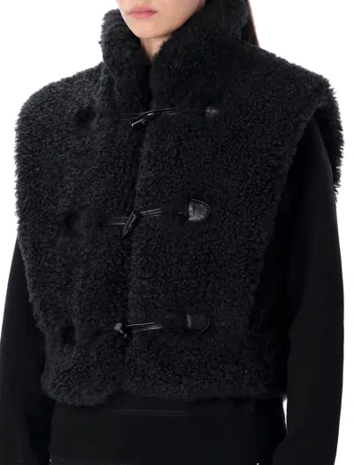 Isabel Marant Étoile Sleeveless Shearling Vest High Collar In Animal Print