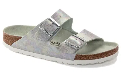 Birkenstock (wmns)  Arizona Vegan Microfiber Narrow Fit Sandals 'iridescent Matcha' In Multi