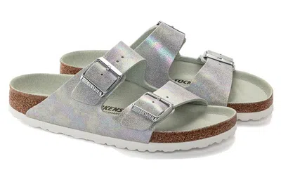 Birkenstock (wmns)  Arizona Vegan Microfiber Narrow Fit Sandals 'iridescent Matcha' In Multi