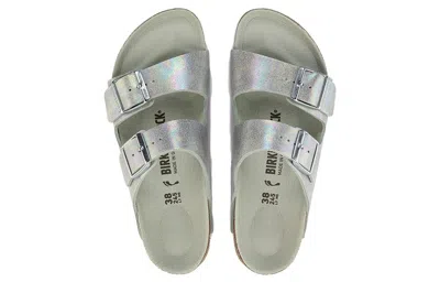 Birkenstock (wmns)  Arizona Vegan Microfiber Narrow Fit Sandals 'iridescent Matcha' In Multi