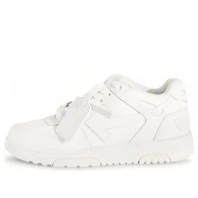 Off-white Monochromatic Leather Sneakers With Textured Sole In White