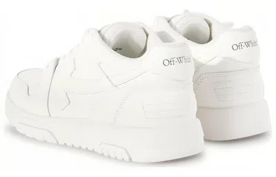 Off-white Monochromatic Leather Sneakers With Textured Sole In White