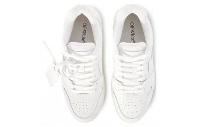 Off-white Monochromatic Leather Sneakers With Textured Sole In White