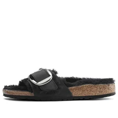 Birkenstock (wmns)  Madrid Big Buckle Shearling Oiled Leather Narrow Fit Sandals 'black'