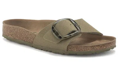 Birkenstock (wmns)  Madrid Vegan Big Buckle Textile Narrow Fit Sandals 'faded Khaki' In Green
