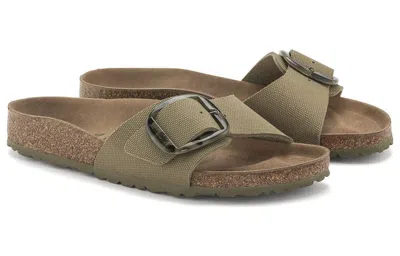Birkenstock (wmns)  Madrid Vegan Big Buckle Textile Narrow Fit Sandals 'faded Khaki' In Green
