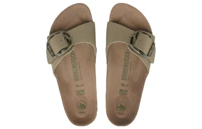 Birkenstock (wmns)  Madrid Vegan Big Buckle Textile Narrow Fit Sandals 'faded Khaki' In Green