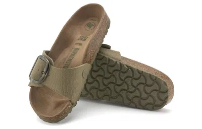 Birkenstock (wmns)  Madrid Vegan Big Buckle Textile Narrow Fit Sandals 'faded Khaki' In Green