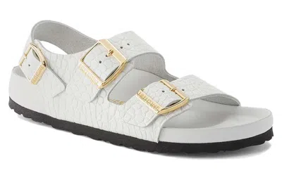 Birkenstock (wmns)  Milano Embossed Leather Narrow Fit Sandals 'emboss White' In White