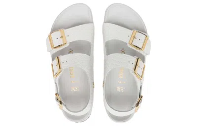 Birkenstock (wmns)  Milano Embossed Leather Narrow Fit Sandals 'emboss White' In White