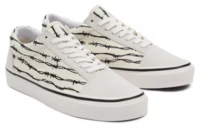 Vans Barbed Wire Low Upper Board Shoes In White