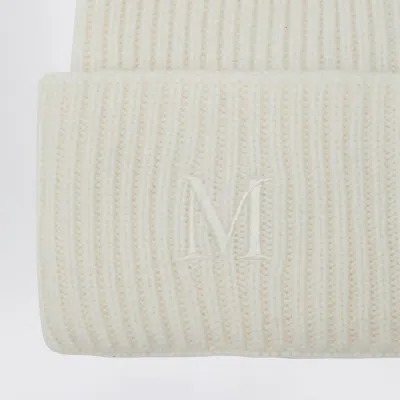 Max Mara Embroidered M Cashmere Beanie In White