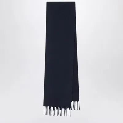 Max Mara Fringed Wool Scarf In Blue