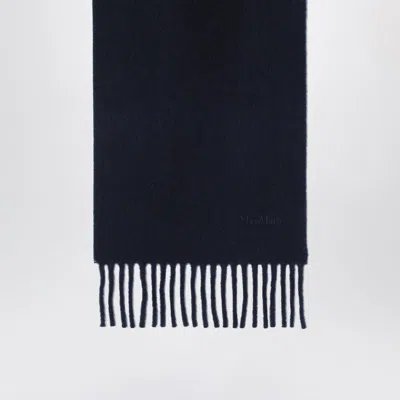 Max Mara Fringed Wool Scarf In Blue