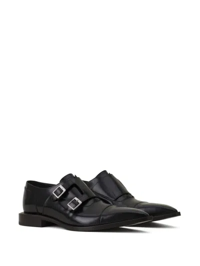 Lanvin Double-buckle Pointed Monk Shoes In Black