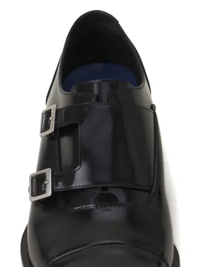 Lanvin Double-buckle Pointed Monk Shoes In Black