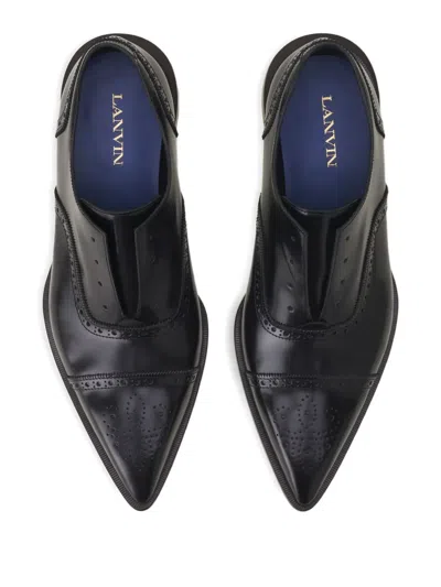 Lanvin Brogue Oxford Shoe In Shiny Leather In Black