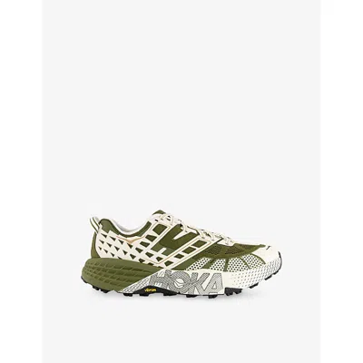 Deckers Hoka Mens Moss Green Rose Cream Speedgoat 2 Mesh Trainers In Multi
