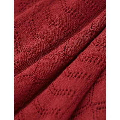 Reiss Womens Red Ami Stitched Long-sleeve Knitted Maxi Dress Xs In Red