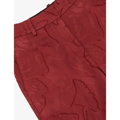 Reiss Womens Red  X Atelier Ottelie Jacquard Woven Trousers In Animal Print