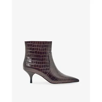 Reiss Pippa Pointed Toe Bootie In Burgundy