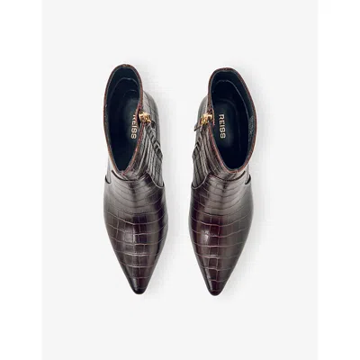 Reiss Pippa Pointed Toe Bootie In Burgundy