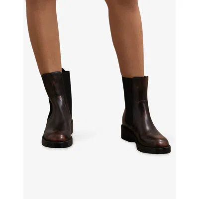 Reiss Brown Leather Chelsea Boots In Brown