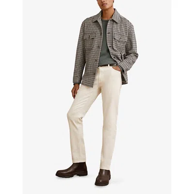 Reiss Grey Liam Houndstooth Wool-blend Houndstooth-check Overshirt In Gray