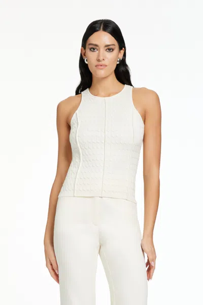 Toccin Joyce Seamed Cable-knit Tank Top In White