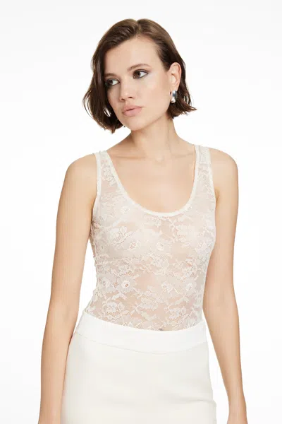 Toccin Lila Scoop Neck Tank Bodysuit In White