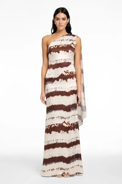 Toccin Somara One Shoulder Cascade Gown In Multi