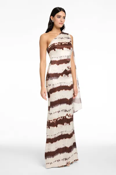 Toccin Somara One Shoulder Cascade Gown In Multi