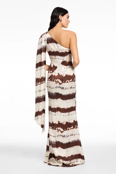 Toccin Somara One Shoulder Cascade Gown In Multi