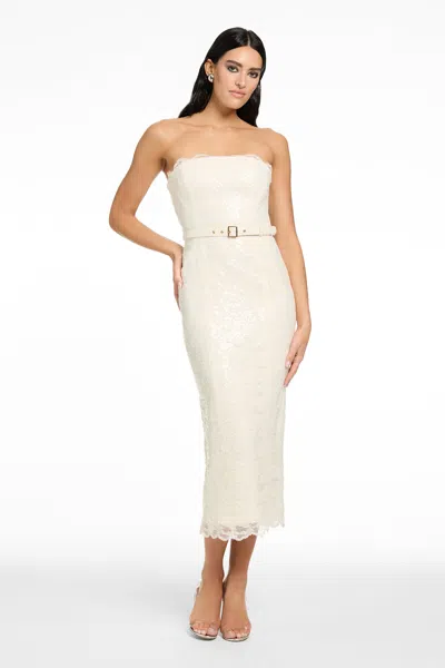 Toccin Vivian Strapless Belted Mini Dress In White