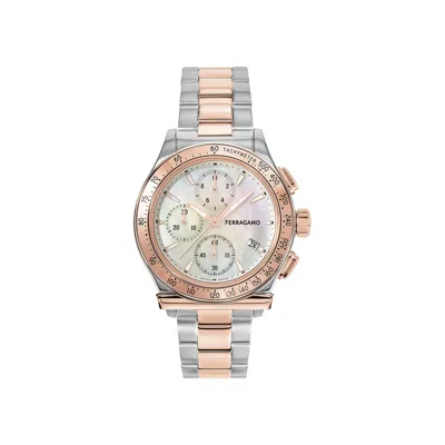 Pre-owned Ferragamo 1927 Chrono Bracelet Watch 'two-tone' | Gold | Women's Size Onesize