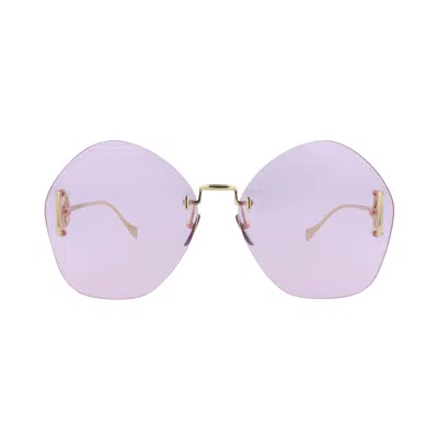 Pre-owned Gucci Round Frame Metal Sunglasses 'gold/violet' | Women's Size Onesize