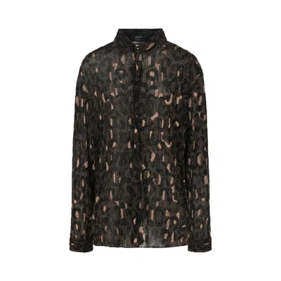 Pre-owned Versace Beaded Embellished Animal Patterned Blouse 'black' | Men's Size 44