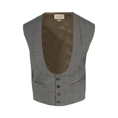 Pre-owned Gucci Plaid Tailored Vest 'grey' | Men's Size 46 In Gray