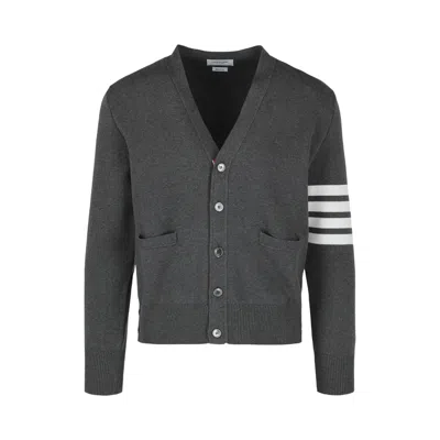 Pre-owned Thom Browne Cotton Crepe V Neck Cardigan 'grey' | Men's Size 2 In Gray