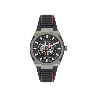 Pre-owned Ferragamo Supreme Skeleton Automatic Watch 'gun' | Black | Men's Size Onesize