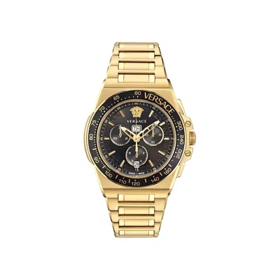 Pre-owned Versace Greca Extreme Chrono Bracelet Watch 'gold' | Men's Size Onesize
