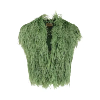 Pre-owned Gucci Ostrich Feather Vest 'green' | Men's Size 50