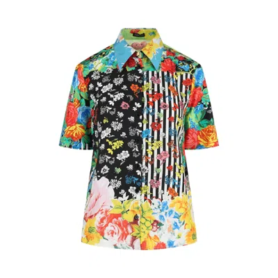 Pre-owned Versace Mixed Patterned Silk Blouse 'multicolor' | Multi-color | Women's Size 38