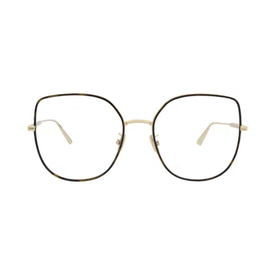 Pre-owned Dior Cat Eye Frame Acetate Optical Frames 'gold/transparent' | Women's Size Onesize