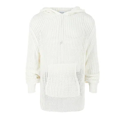 Pre-owned Ferragamo Crochet Drop-sleeve Hoodie 'white' | Men's Size L