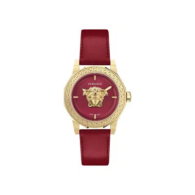 Pre-owned Versace Medusa Deco Leather Watch 'gold' | Women's Size Onesize