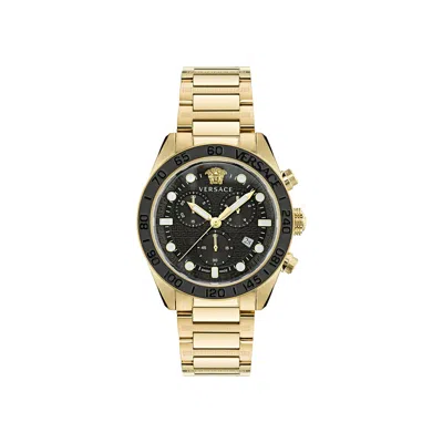 Pre-owned Versace Greca Dome Chrono Bracelet Watch 'gold' | Men's Size Onesize