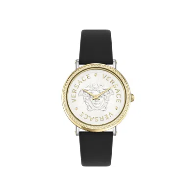 Pre-owned Versace V Dollar Leather Watch 'two-tone' | Gold | Women's Size Onesize
