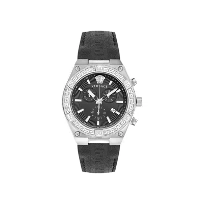 Pre-owned Versace V Sporty Greca Strap Watch 'stainless Steel' | Silver | Men's Size Onesize