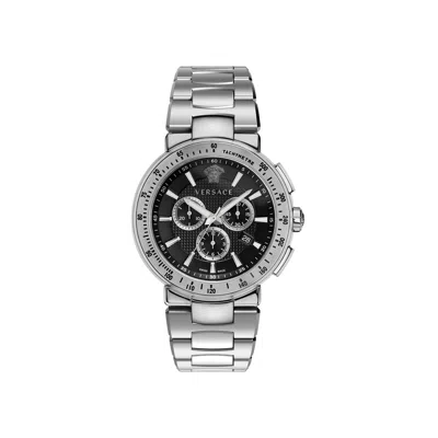 Pre-owned Versace Mystique Chrono Bracelet Watch 'stainless Steel' | Silver | Men's Size Onesize
